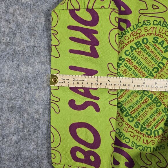 Cabo San Lucas Graphic Design Bag Bright Green Tote Zippered Heart Beach Travel - Picture 4 of 8